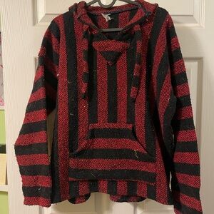 Red and Black Striped Hoodie
